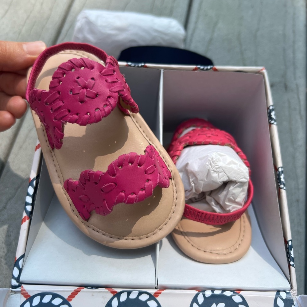 Jack Rogers Pink Baby Girl Sandals baby Lauren leather slide on